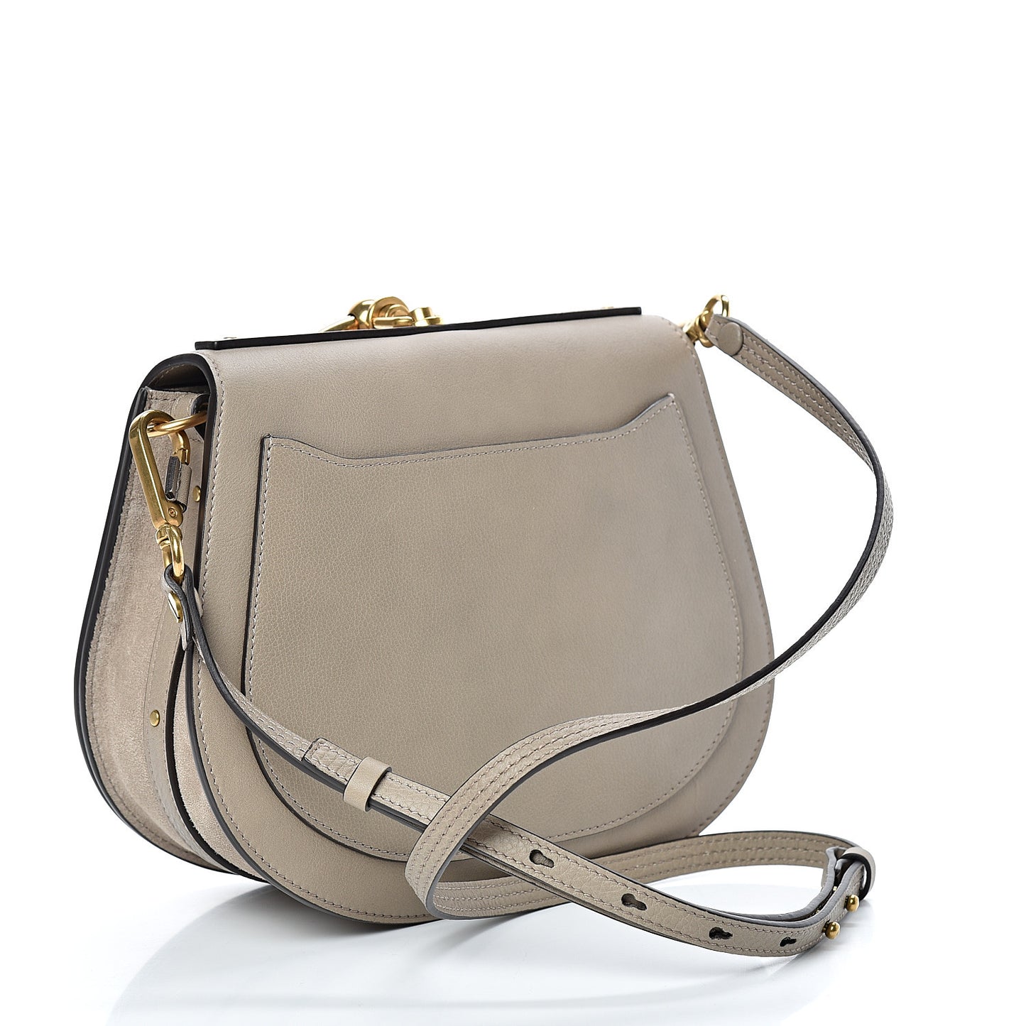 Calfskin Suede Medium Nile Bracelet Bag Motty Grey
