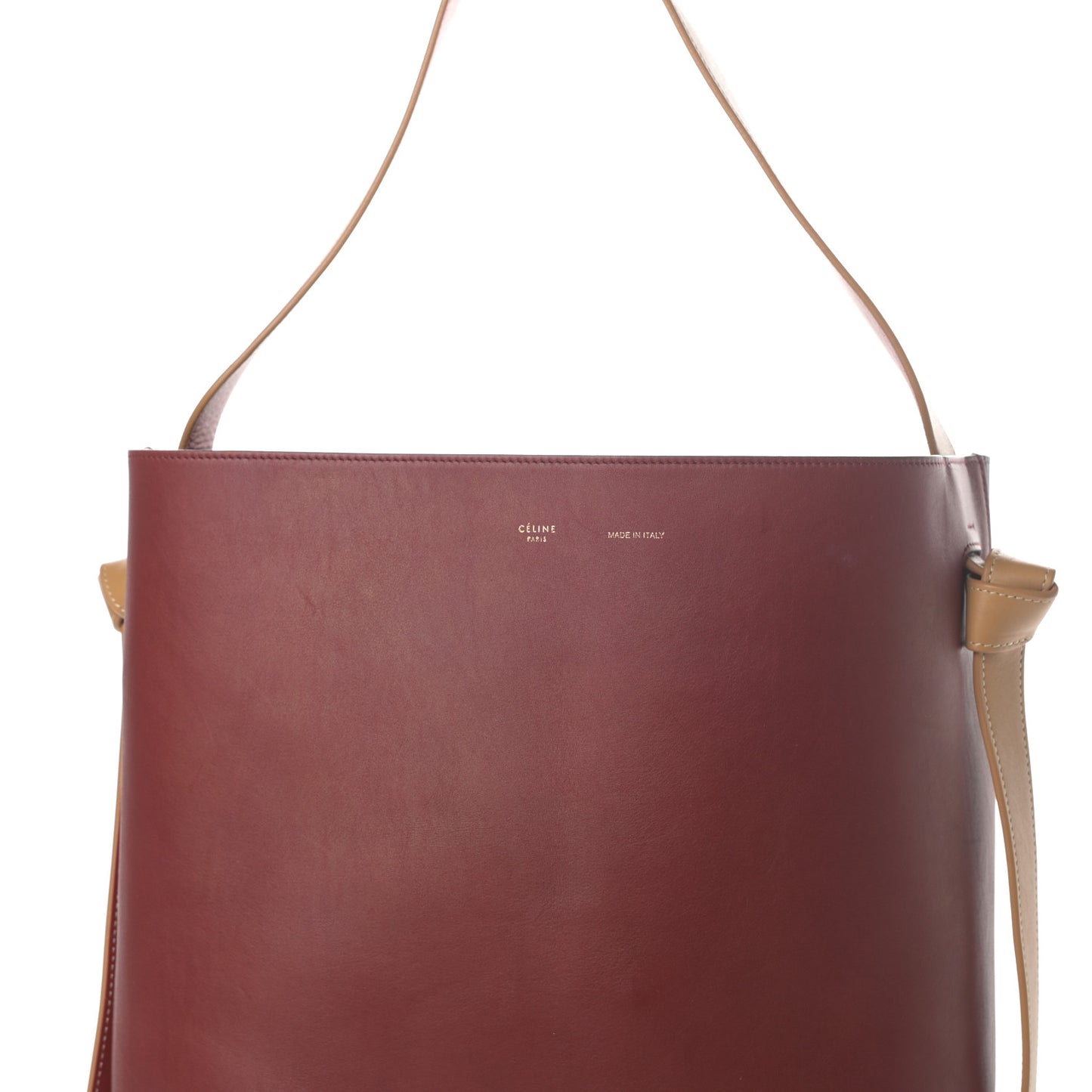 Shiny Smooth Calfskin Small Twisted Cabas Dark Ruby Navy