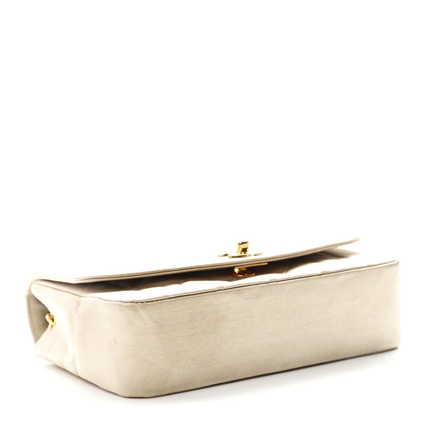Satin Quilted Mini Flap Beige