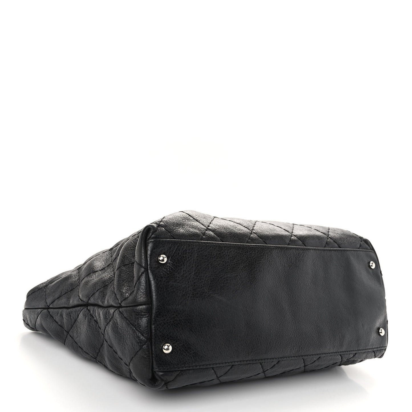 Glazed Calfskin Large On The Road Tote Black