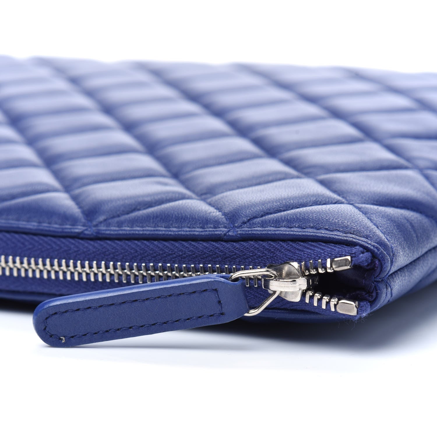 Chanel Lambskin Quilted Large Cosmetic Case Blue 11 of 13
