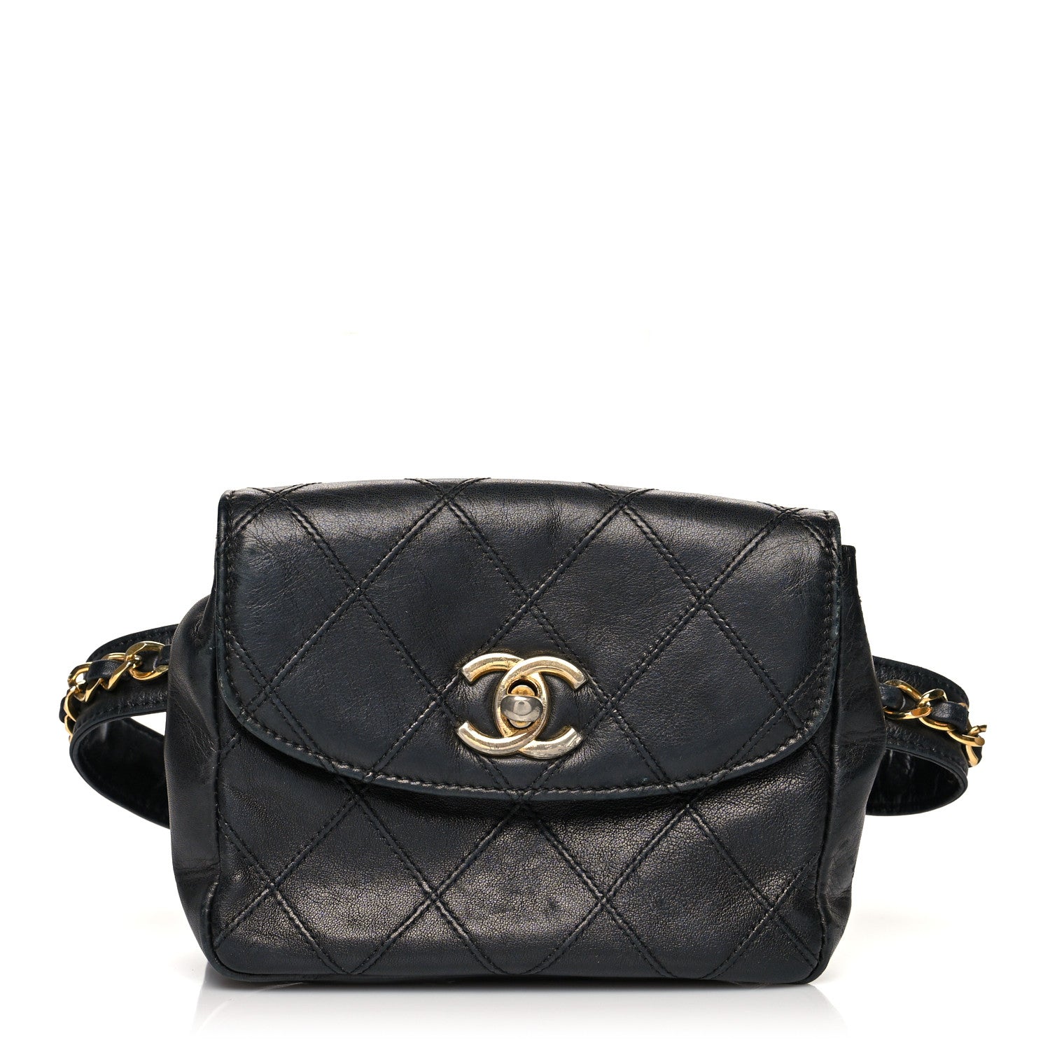 Chanel Calfskin Quilted Flap Waist Belt Bag 75 30 Black 1 of 11