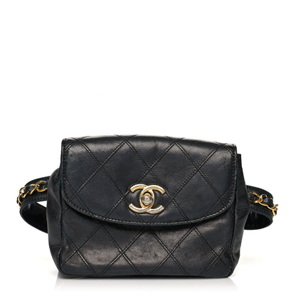 Chanel Calfskin Quilted Flap Waist Belt Bag 75 30 Black 1 of 11