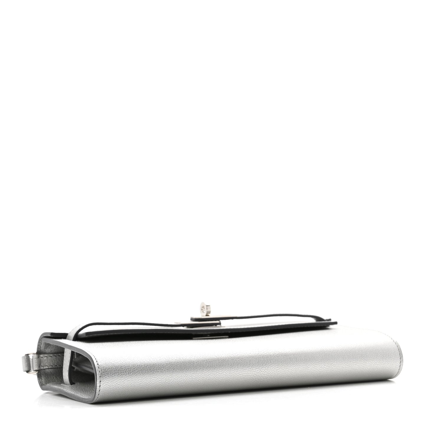 Metallic Chevre Chamkilight Kelly Wallet To Go Argent
