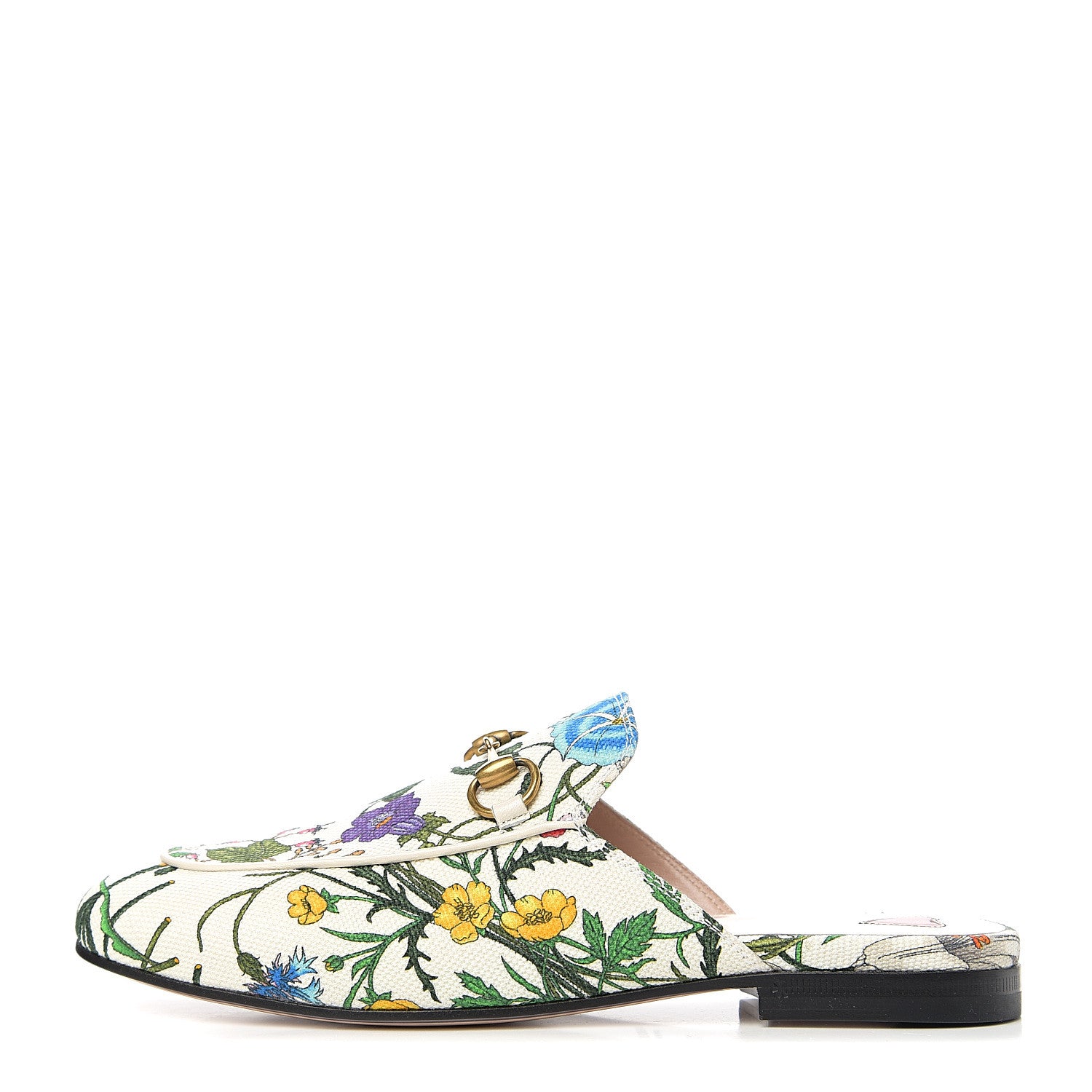 Gucci Canvas Flora Womens Princetown Slippers 36 White Multicolor 1 of 9