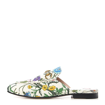 Gucci Canvas Flora Womens Princetown Slippers 36 White Multicolor 1 of 9