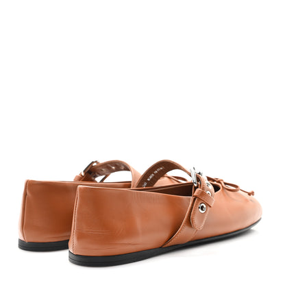 Miu Miu Calfskin Mary Jane Ballerina Flats 36 Cognac 5 of 10