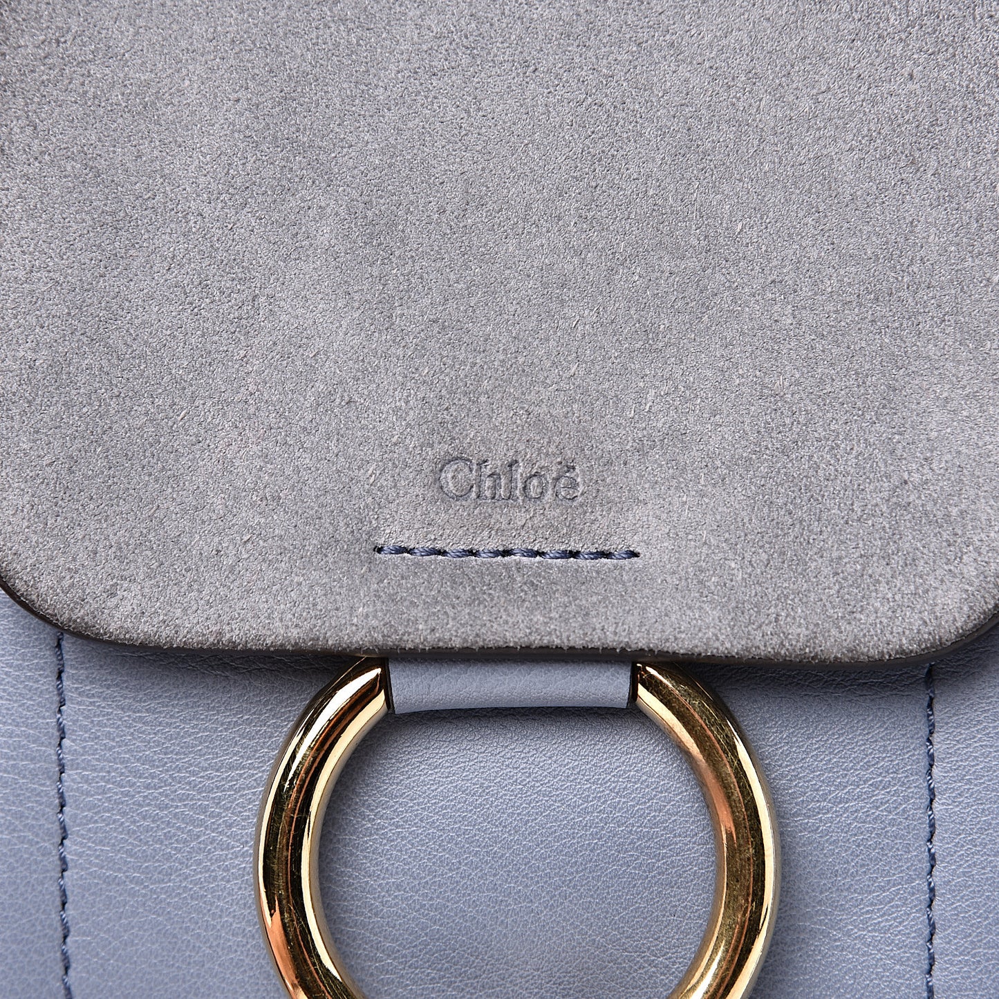 Suede Calfskin Mini Faye Backpack Washed Blue
