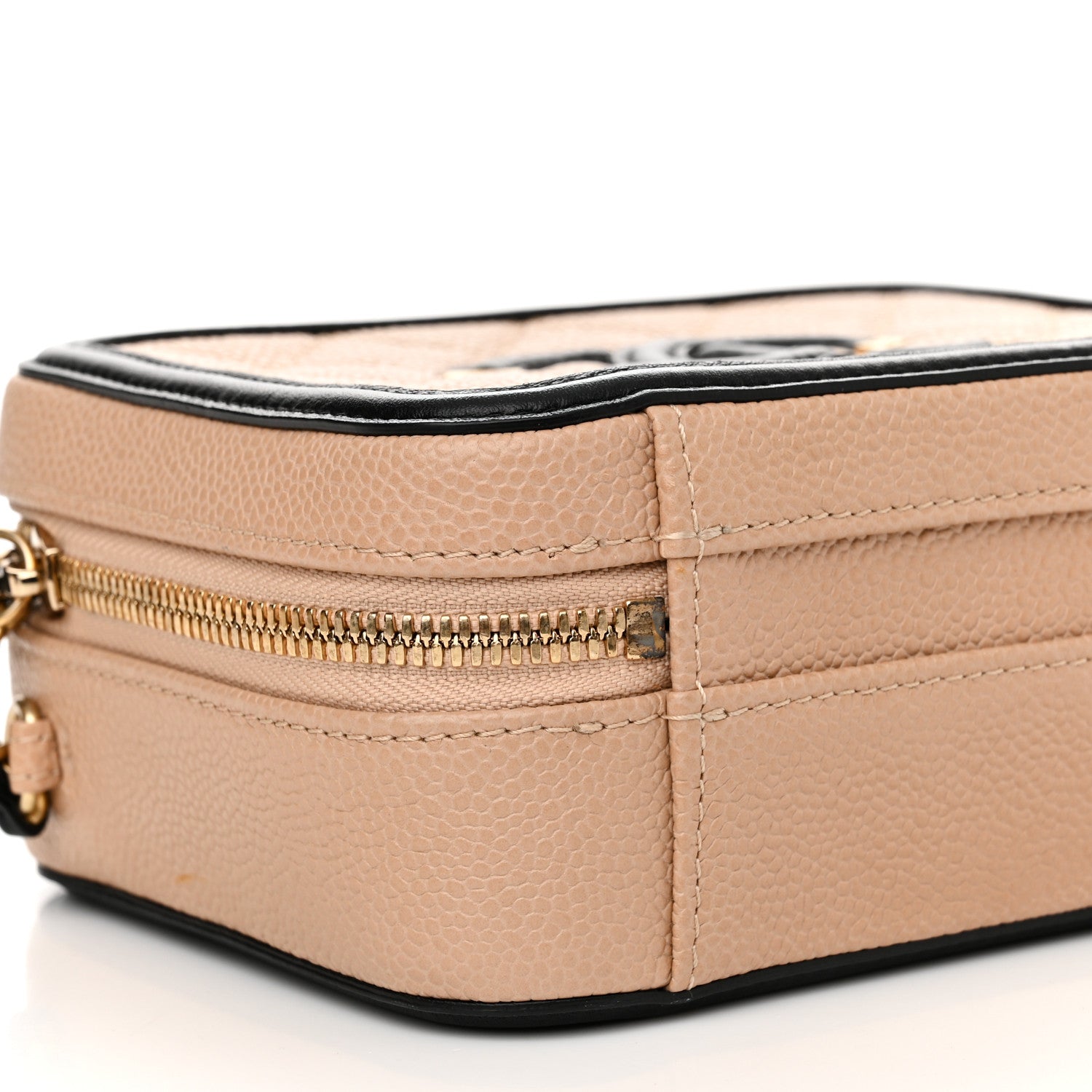 Chanel Caviar Quilted Small CC Filigree Vanity Case Beige Black 9 of 11