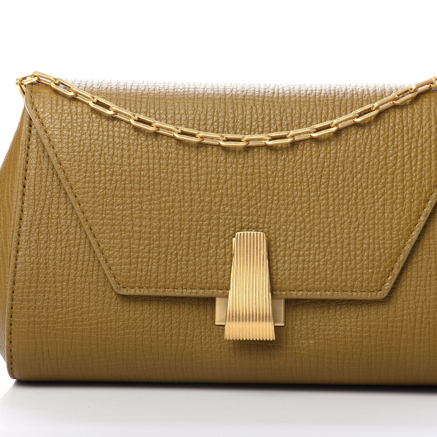 Textured Calfskin The Mini Angle Shoulder Bag Moutarde