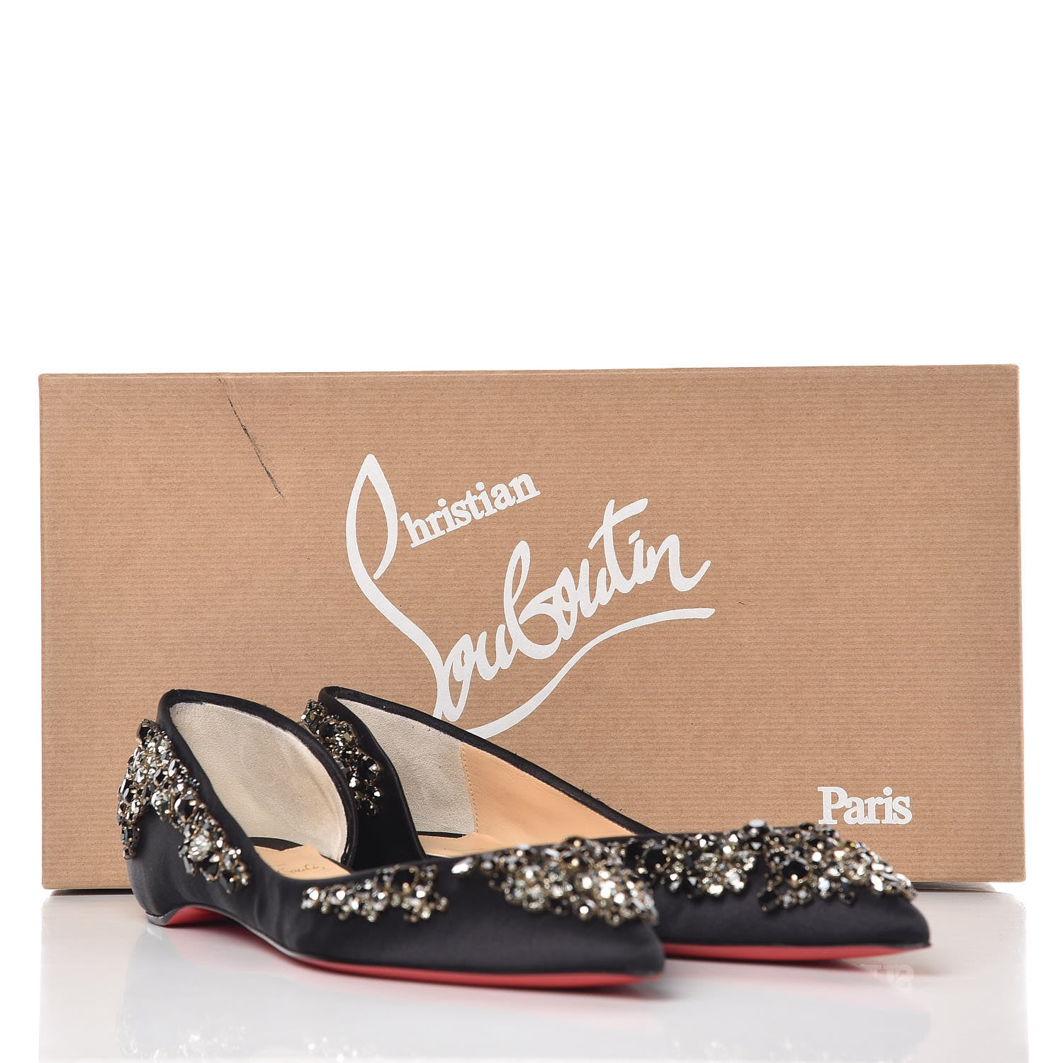 Christian Louboutin Satin Strass Brodiriza Flats 37 Black 8 of 8