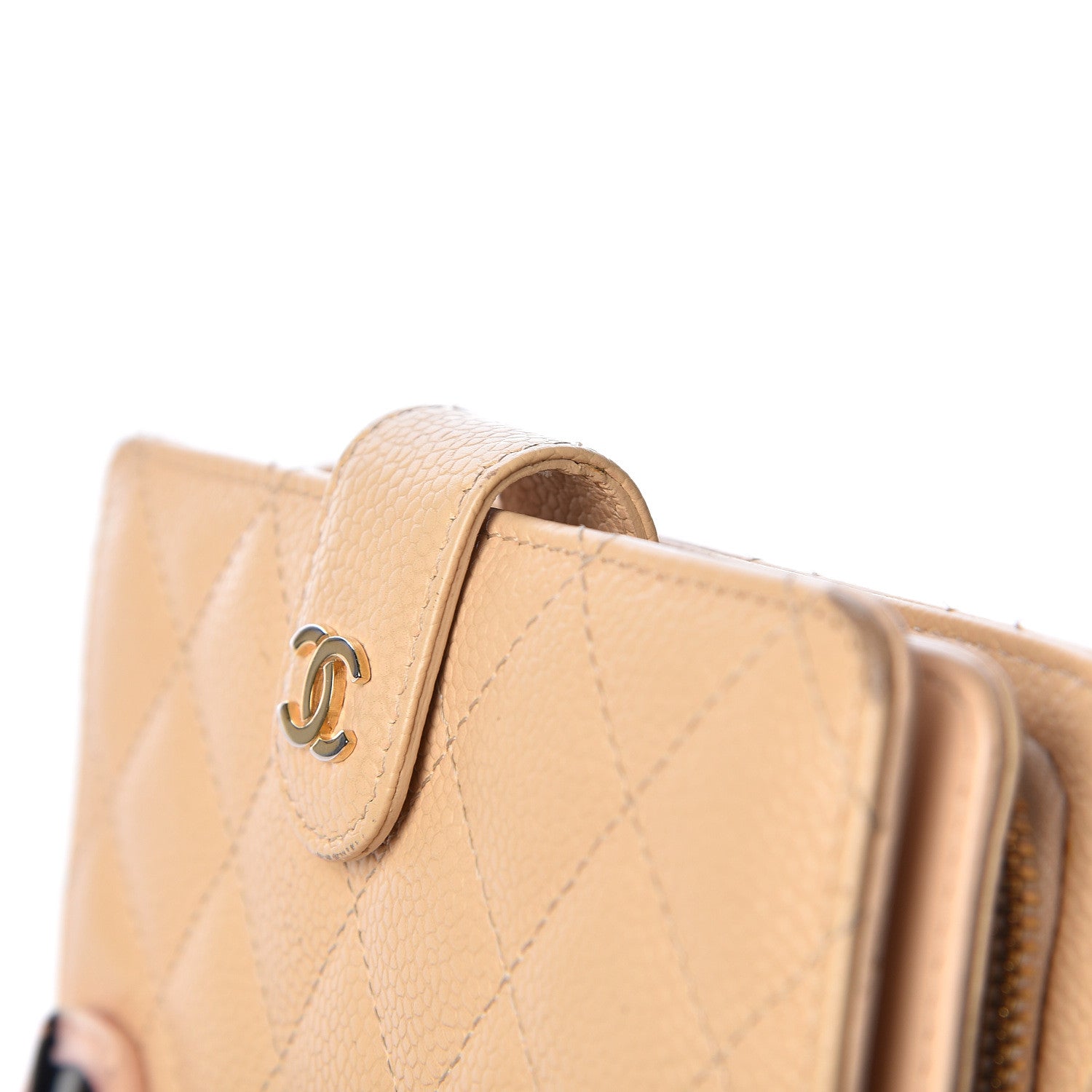 Chanel Caviar Quilted Zipped Pocket Wallet Beige 20 of 21