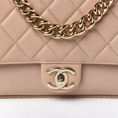 Chanel Caviar Quilted Large Studded Flap Beige 11 of 11