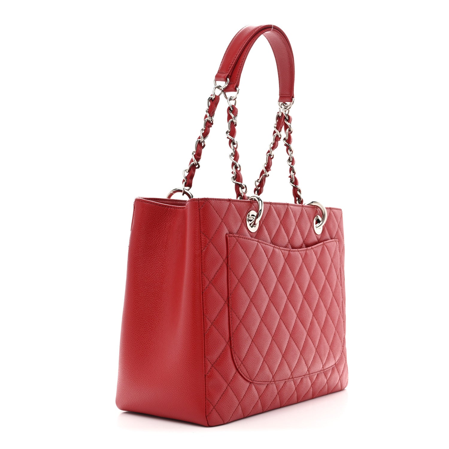 Chanel Caviar Quilted Grand Shopping Tote GST Red 3 of 11