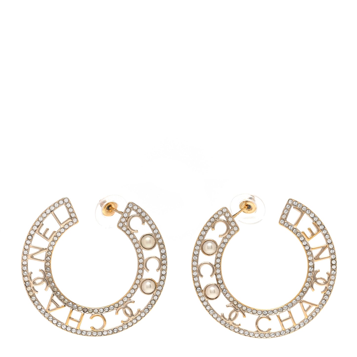 Crystal Pearl Bow-tiful CC Hoop Earrings Gold