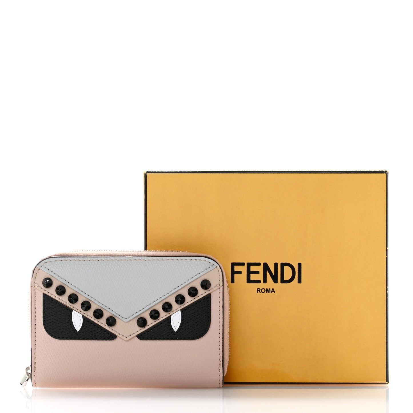 Vitello Elite Monster Eyes Studded Mini Zip Around Wallet Multicolor