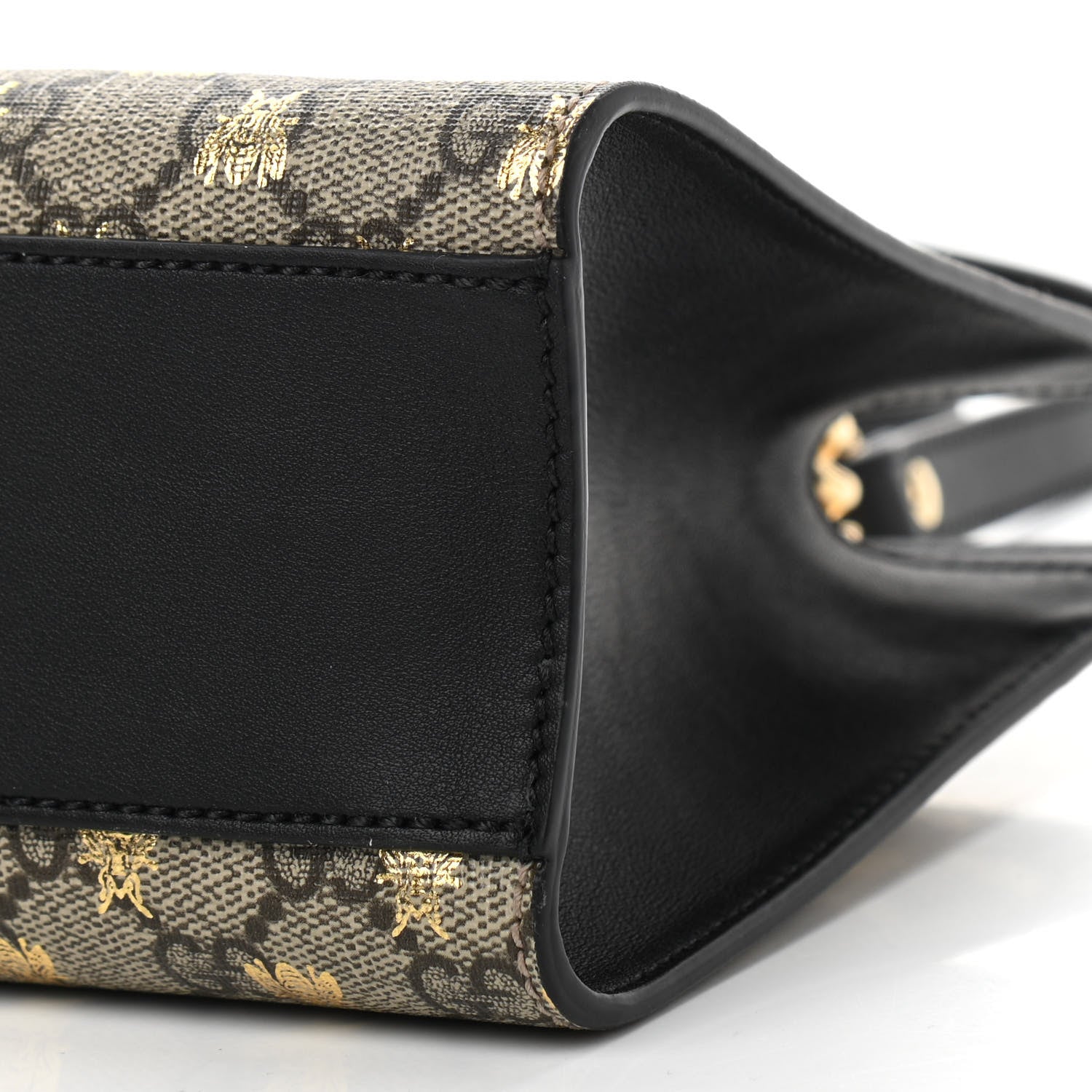 Gucci GG Supreme Monogram Bees Small Padlock Tote Beige Oro Black 10 of 10