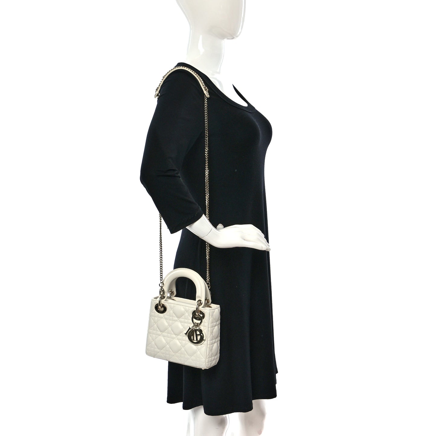 Lambskin Cannage Mini Lady Dior White