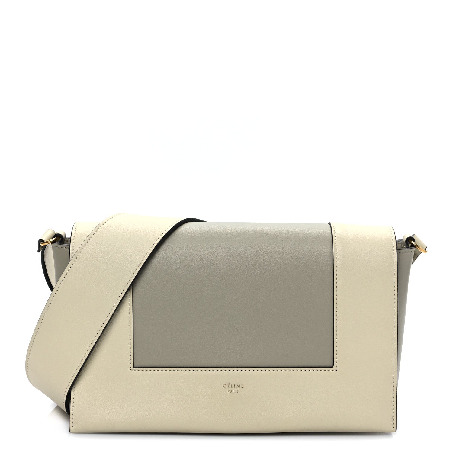 Celine Shiny Smooth Calfskin Medium Frame Shoulder Bag Chalk Mastic 1 of 9