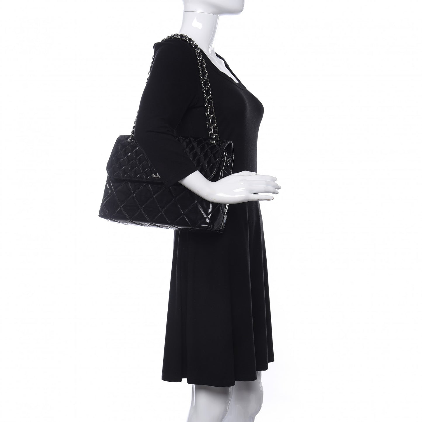 Vinyl Quilted In the Business Flap Bag Black