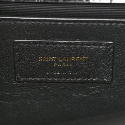 Saint Laurent Calfskin Crocodile Embossed Medium Classic Monogram Kate Tassel Satchel Black 6 of 11