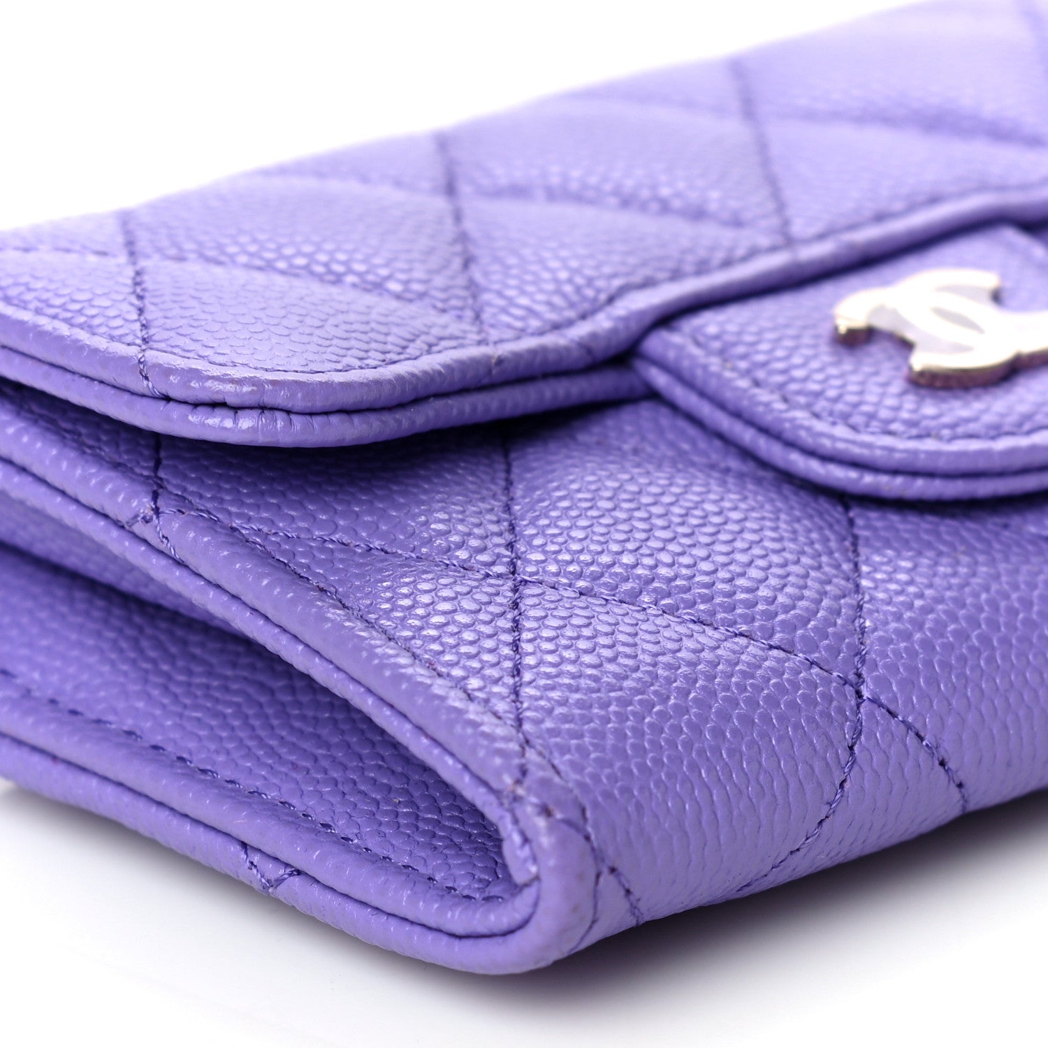 Chanel Caviar Quilted Flap Card Holder Wallet Purple 10 of 12
