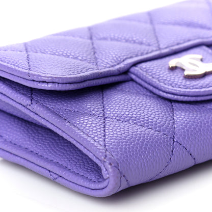 Chanel Caviar Quilted Flap Card Holder Wallet Purple 10 of 12