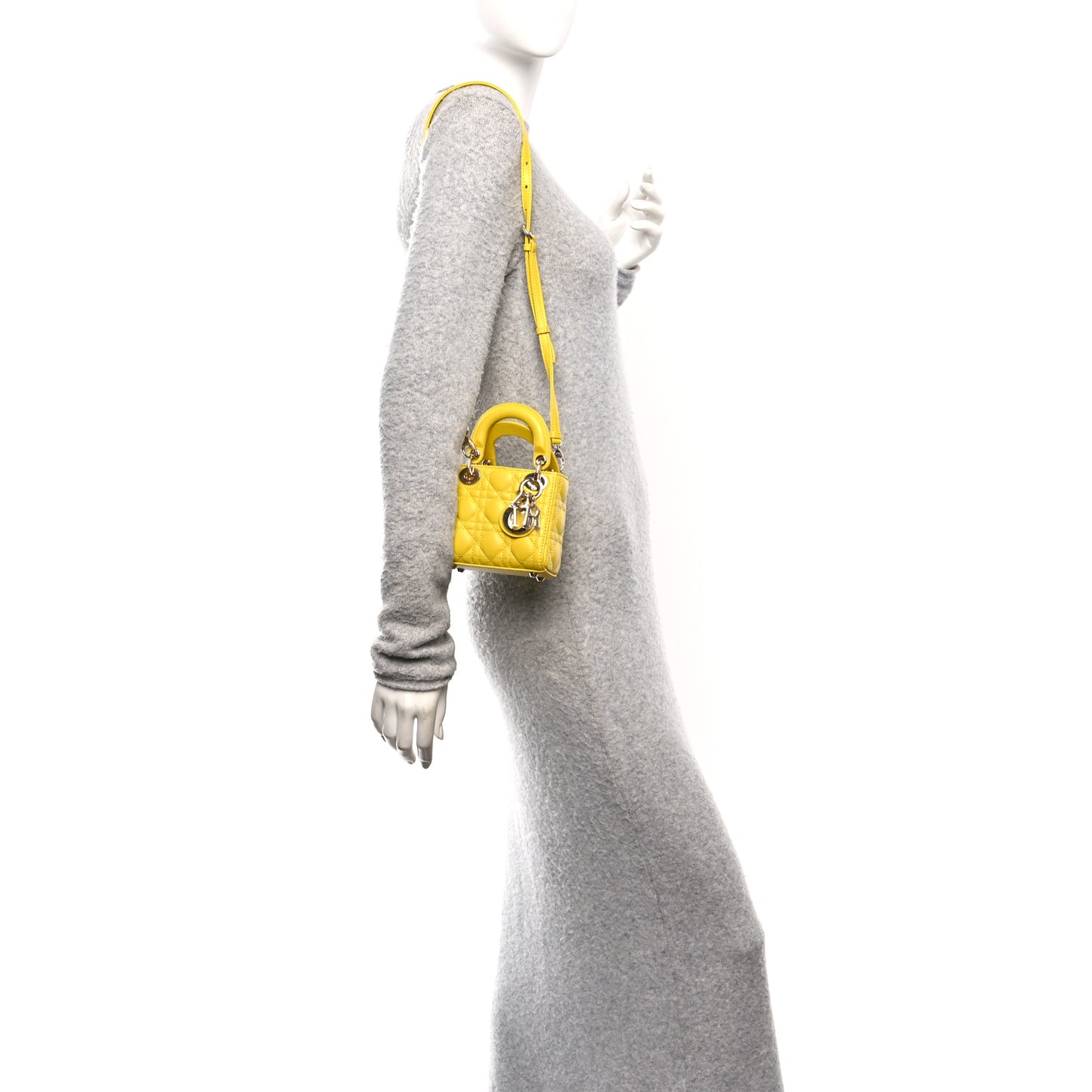 Lambskin Cannage Micro Lady Dior Yellow