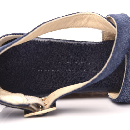 Jimmy Choo Denim Cork Wedge Sandals 36 8 of 9