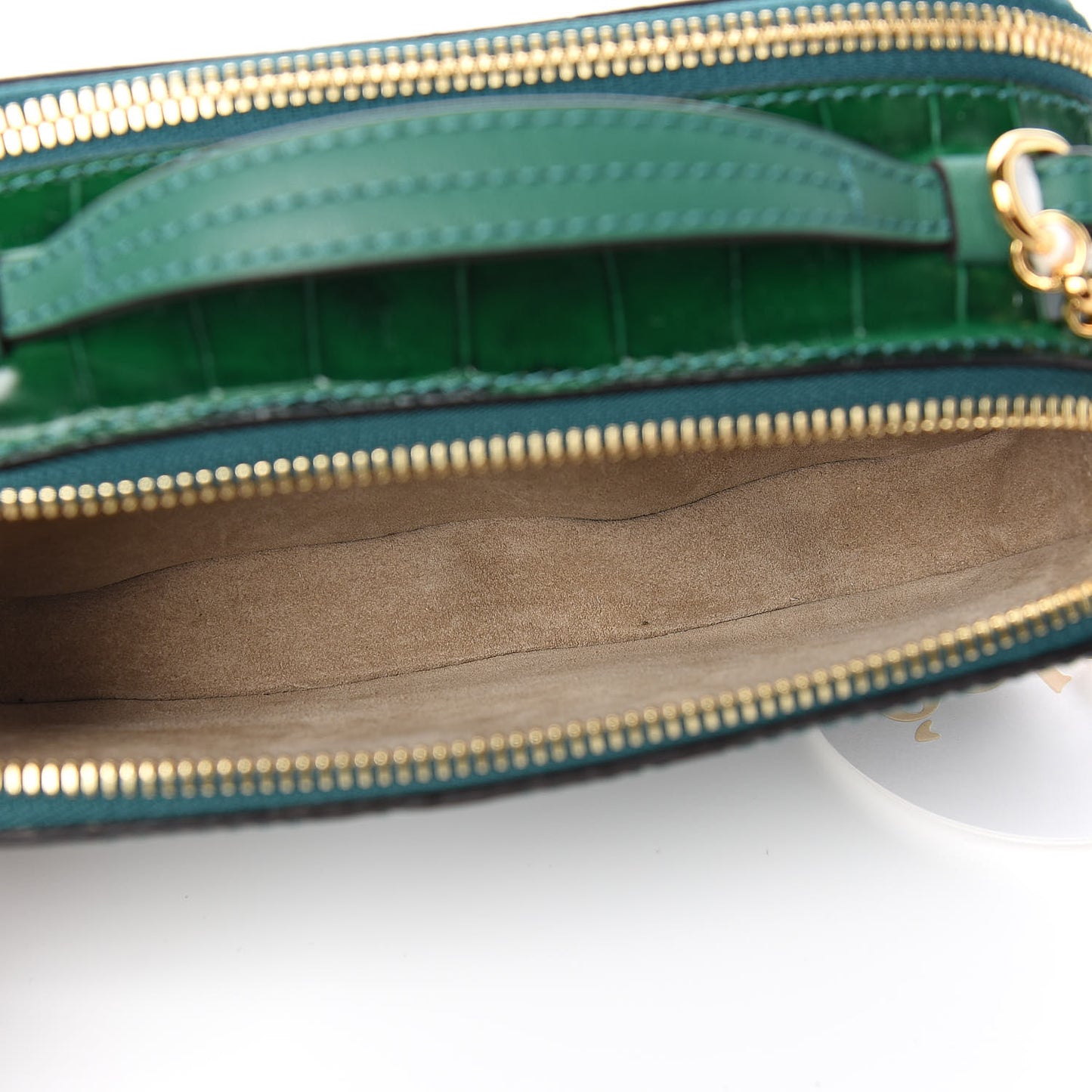 Calfskin Crocodile Embossed Mini C Vanity Bag Woodsy Green