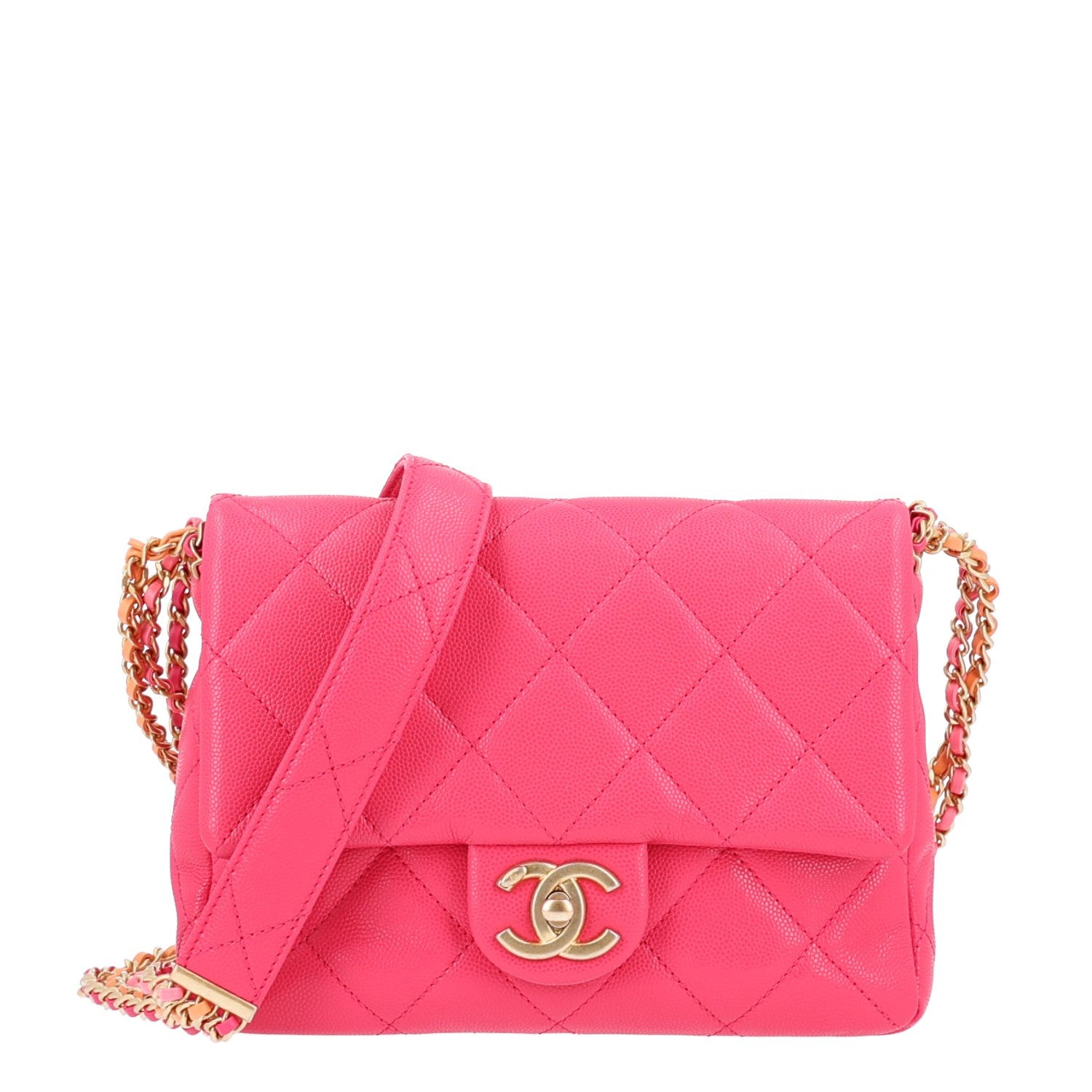Chanel Shiny Caviar Quilted Chain Sunset Mini Flap Pink 1 of 11