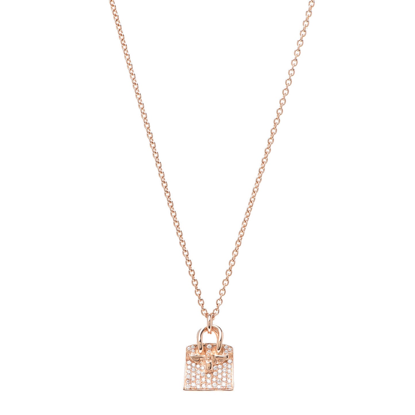 18K Rose Gold Diamond Birkin Amulette Pendant Necklace