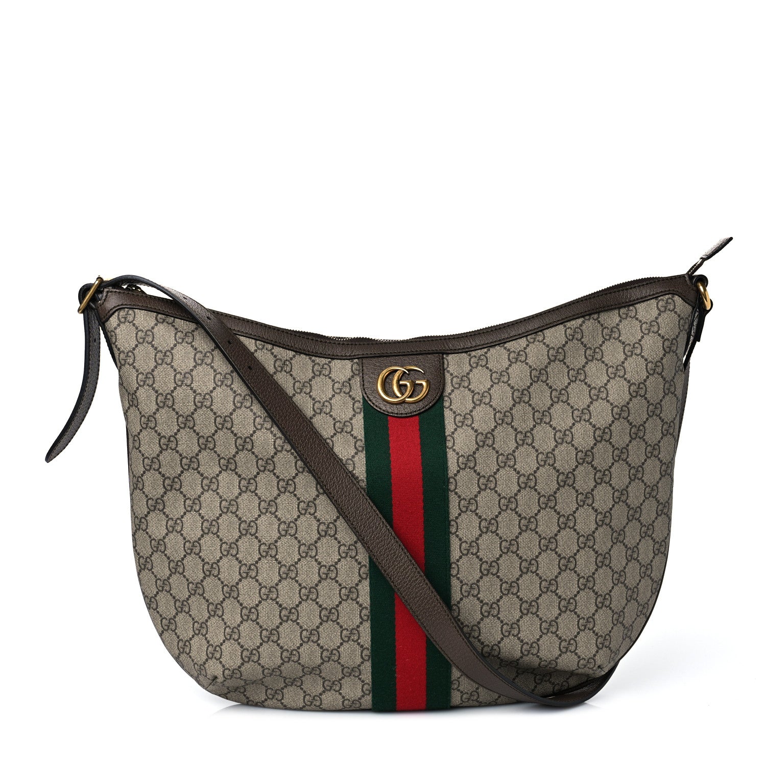 Gucci GG Supreme Monogram Web Ophidia Half Moon Hobo Brown 1 of 10