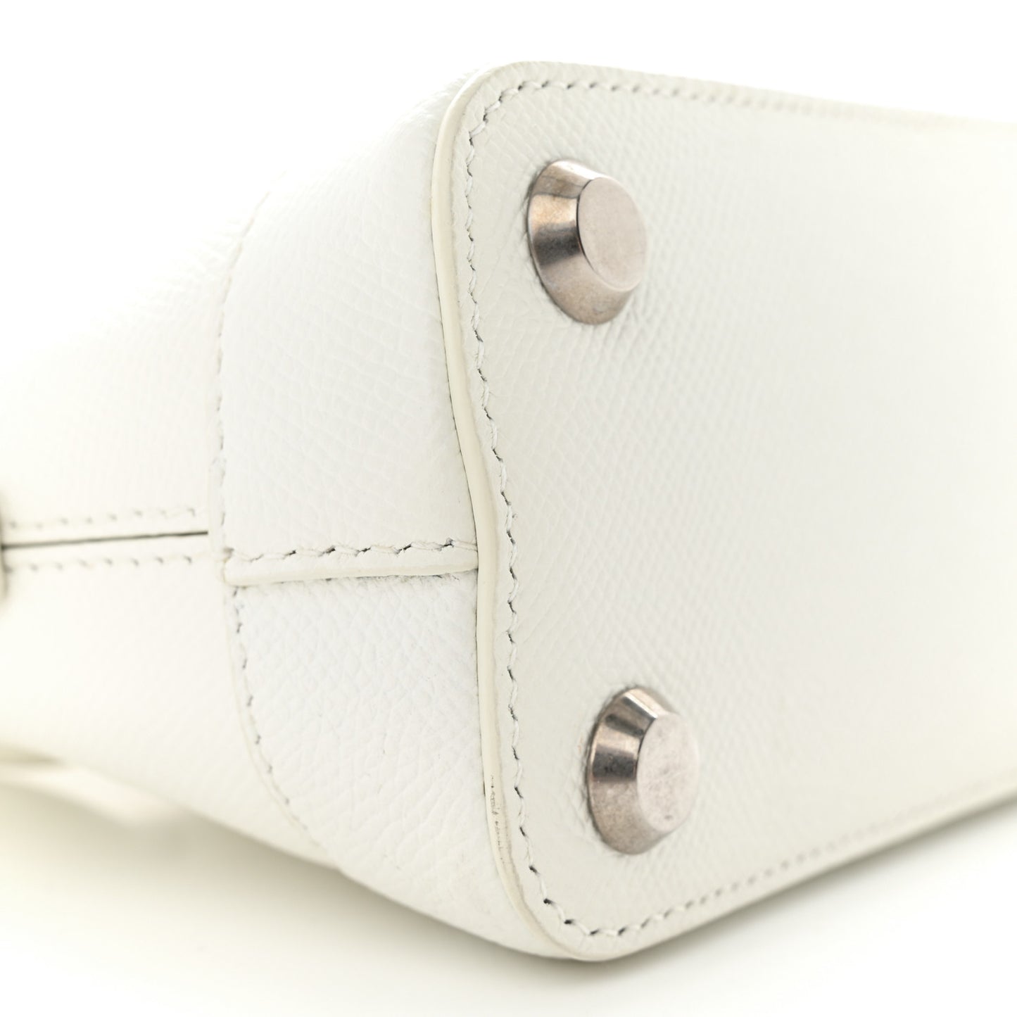 Grained Calfskin XXS Ville Top Handle Bag White Black
