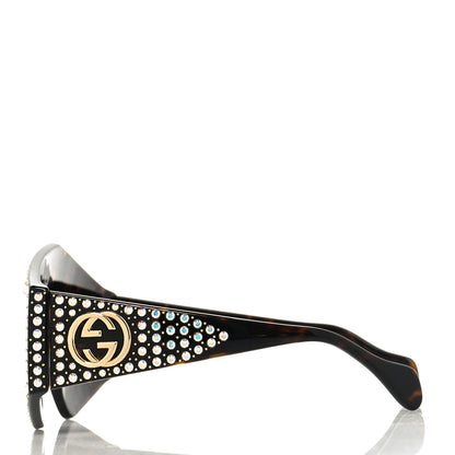 Gucci Crystal Rectangular Frame Sunglasses GG0357S Tortoiseshell 3 of 8