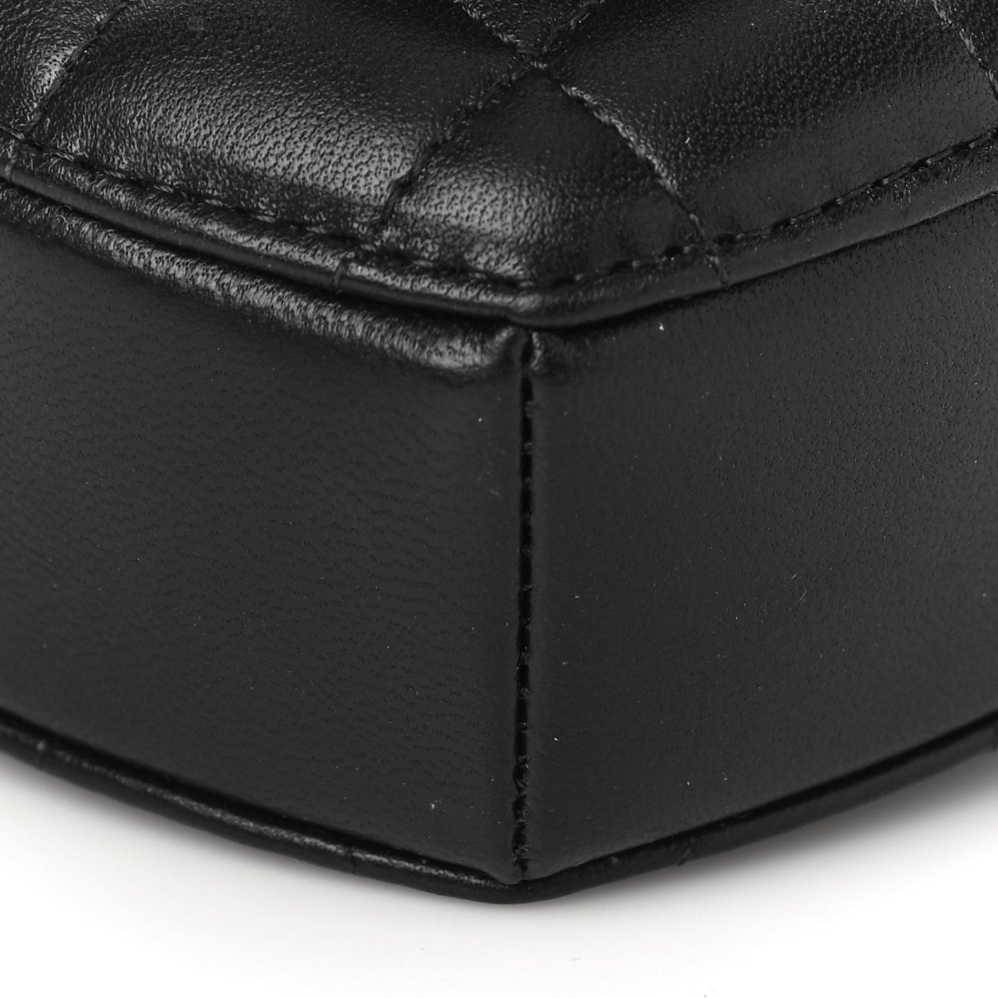 Lambskin Quilted CC In Love Heart Waist Belt Bag With Chain Black