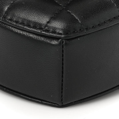 Chanel Lambskin Quilted CC In Love Heart Waist Belt Bag With Chain Black 5 of 9