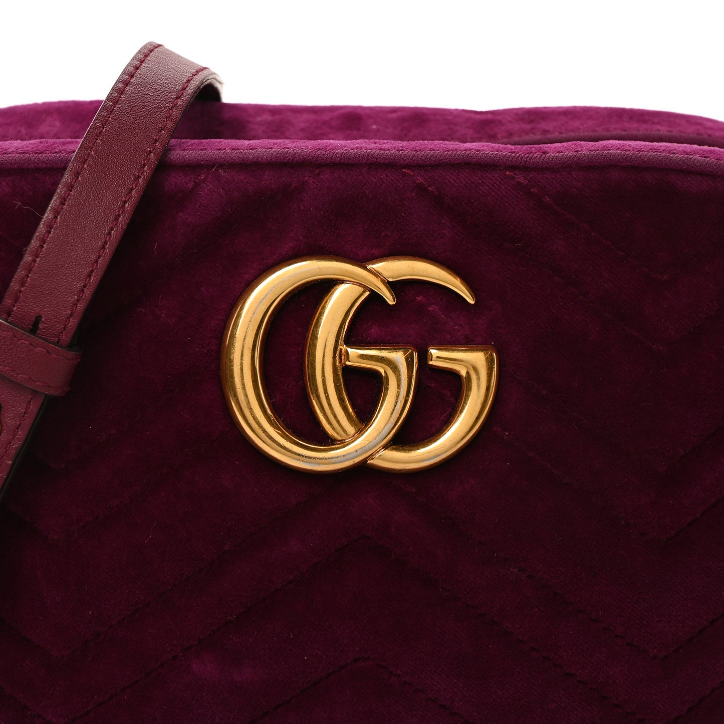 Velvet Matelasse Small GG Marmont Chain Shoulder Bag Fuchsia Violet Cyclamen