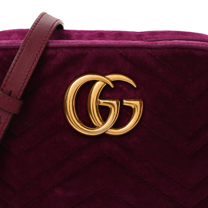 Gucci Velvet Matelasse Small GG Marmont Chain Shoulder Bag Fuchsia Violet Cyclamen 8 of 10
