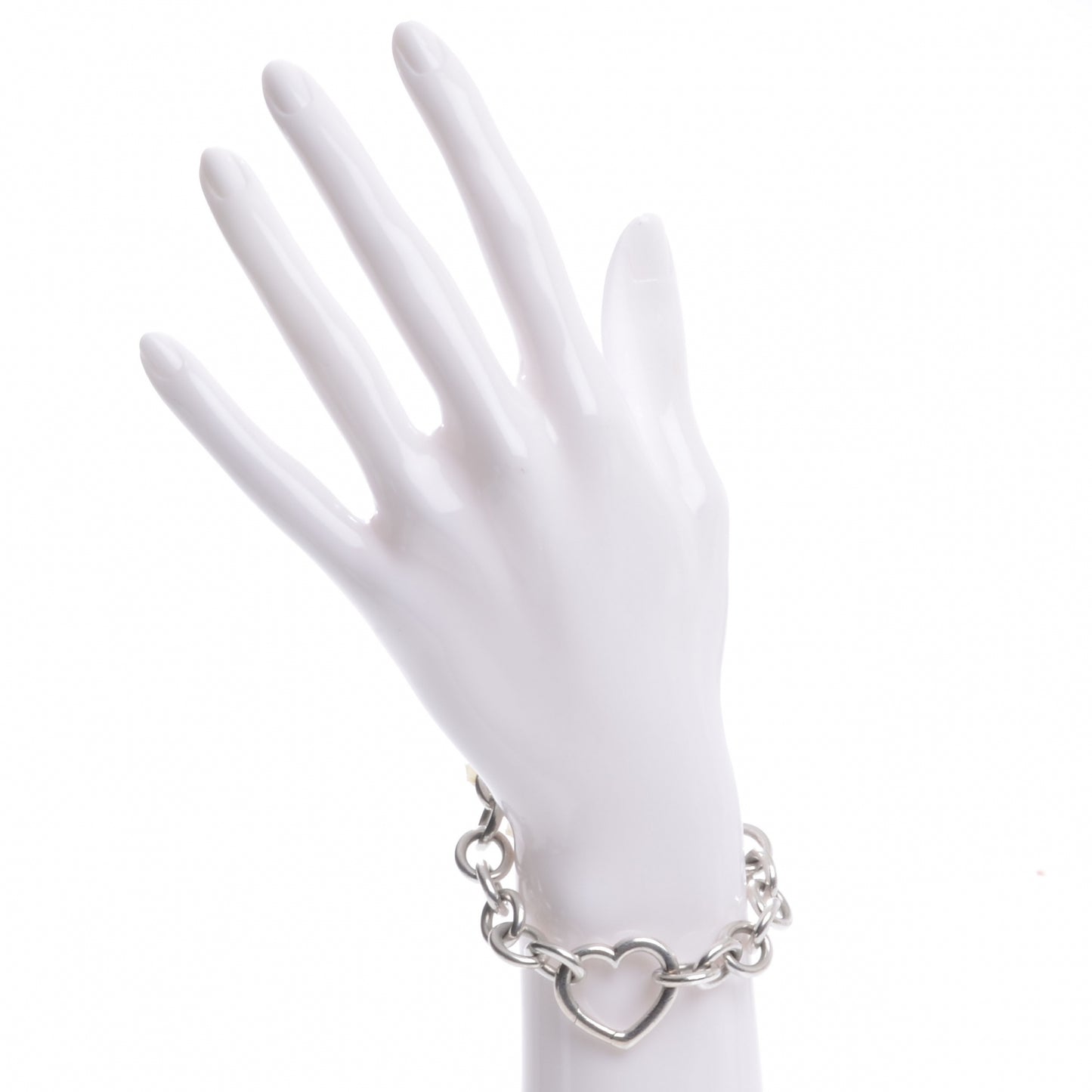 Sterling Silver Open Heart Clasp Bracelet