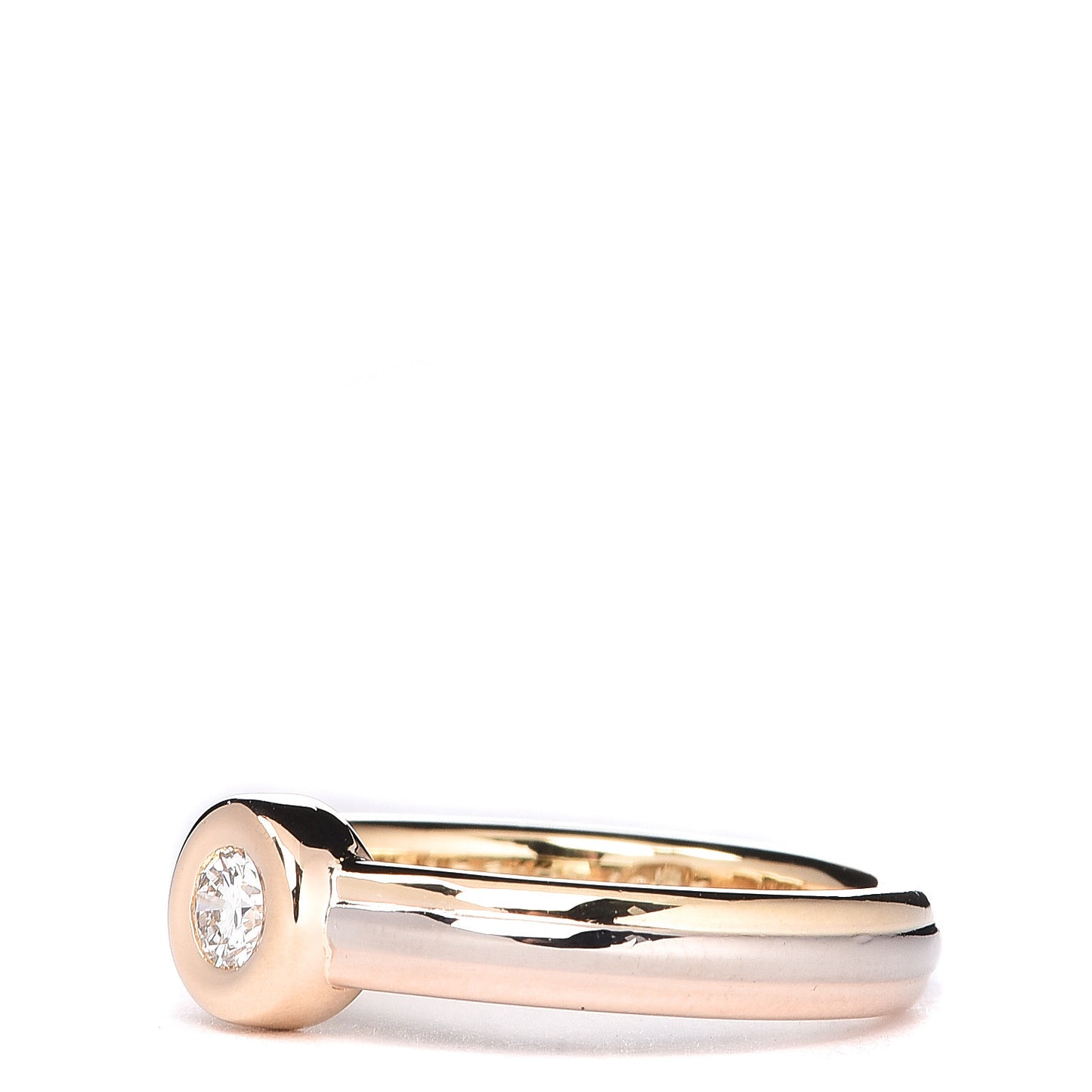 18K Pink Yellow White Gold Diamond Solitaire Trinity Ring 52 6