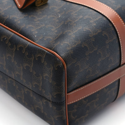 Celine Triomphe Canvas Calfskin Vertical Boston Bag Tan 9 of 10