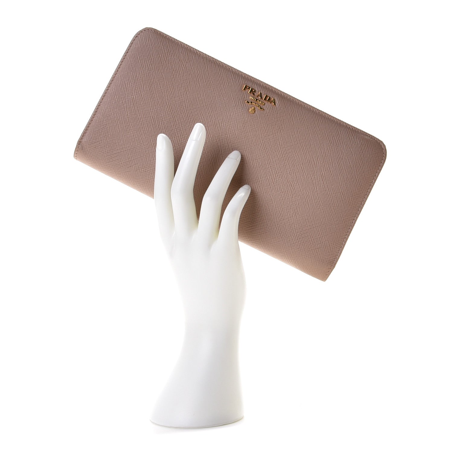 Prada Saffiano Metal Double Snap Travel Wallet Cammeo 2 of 11