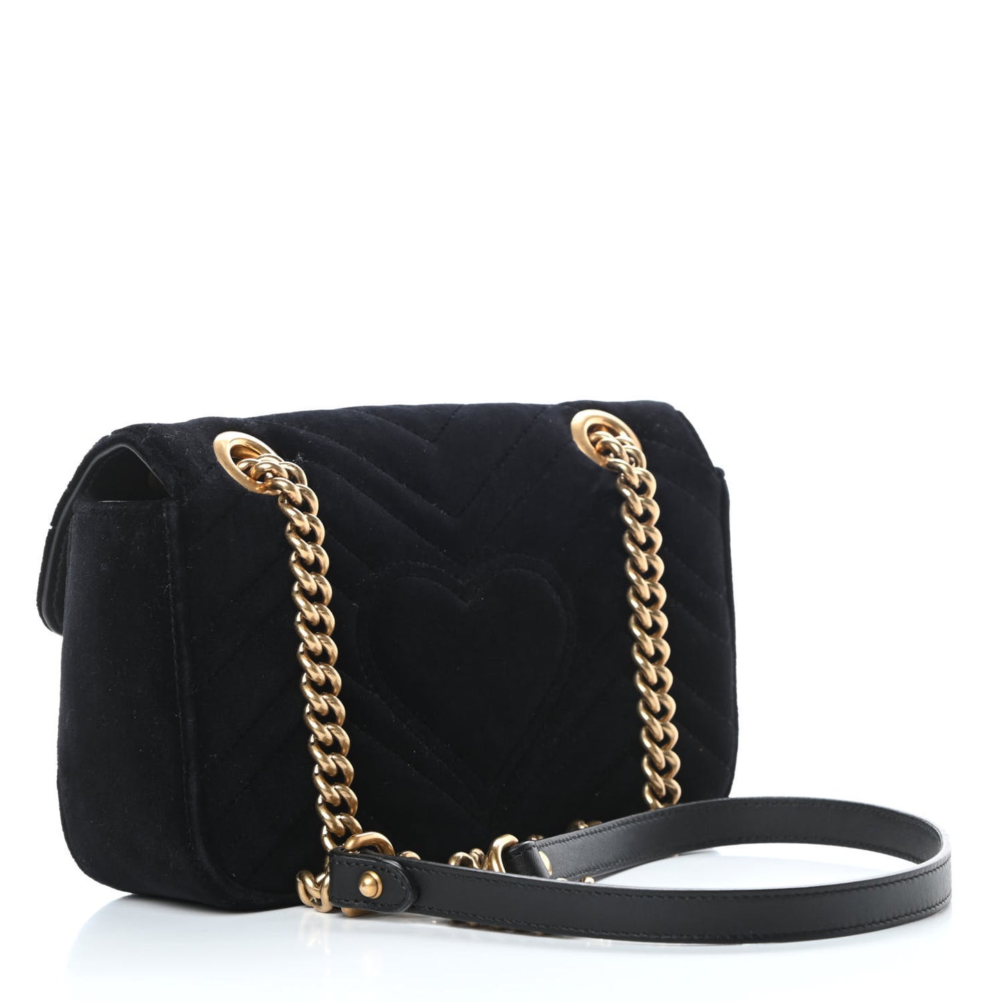 Velvet Matelasse Mini GG Marmont Shoulder Bag Black