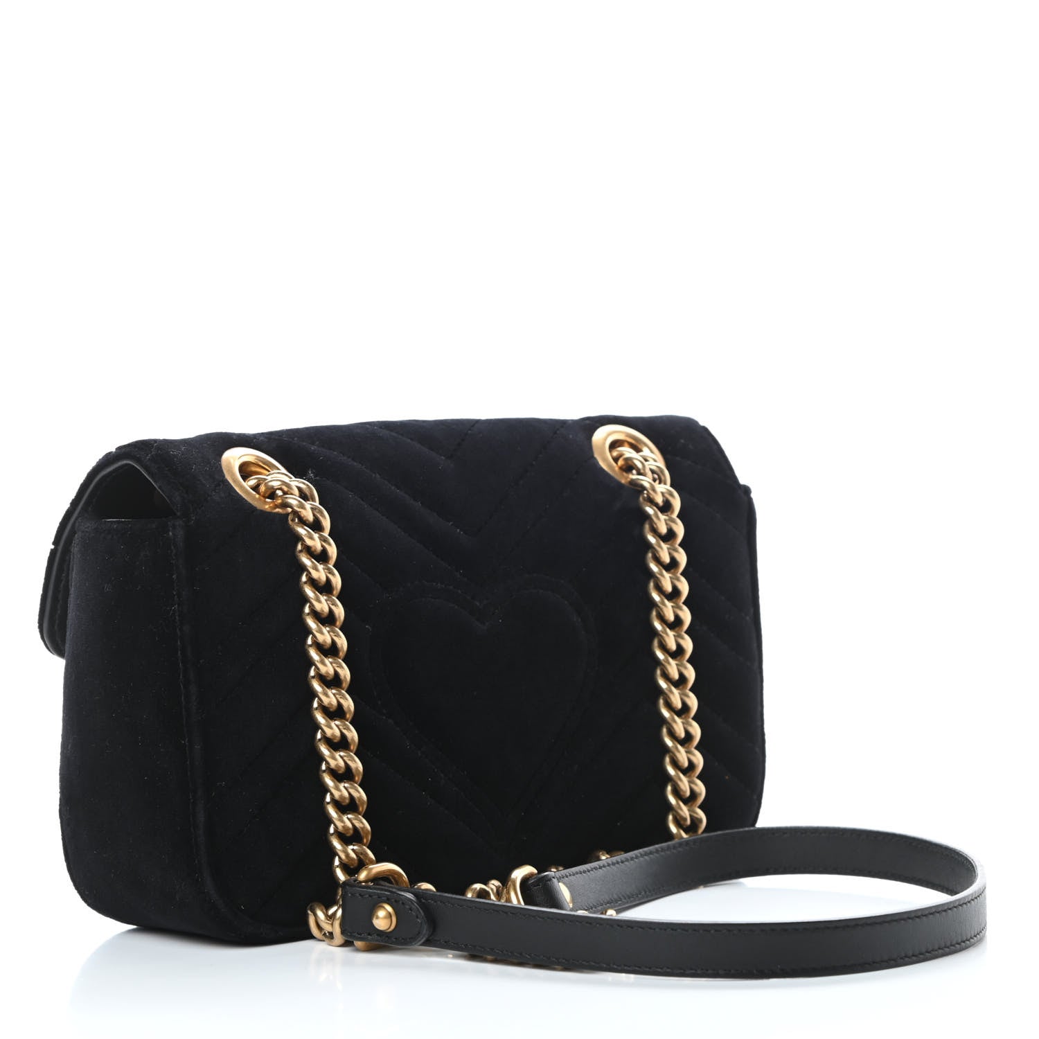 Gucci Velvet Matelasse Mini GG Marmont Shoulder Bag Black 4 of 12