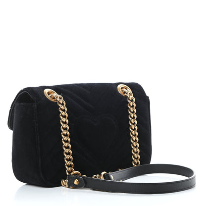 Gucci Velvet Matelasse Mini GG Marmont Shoulder Bag Black 4 of 12