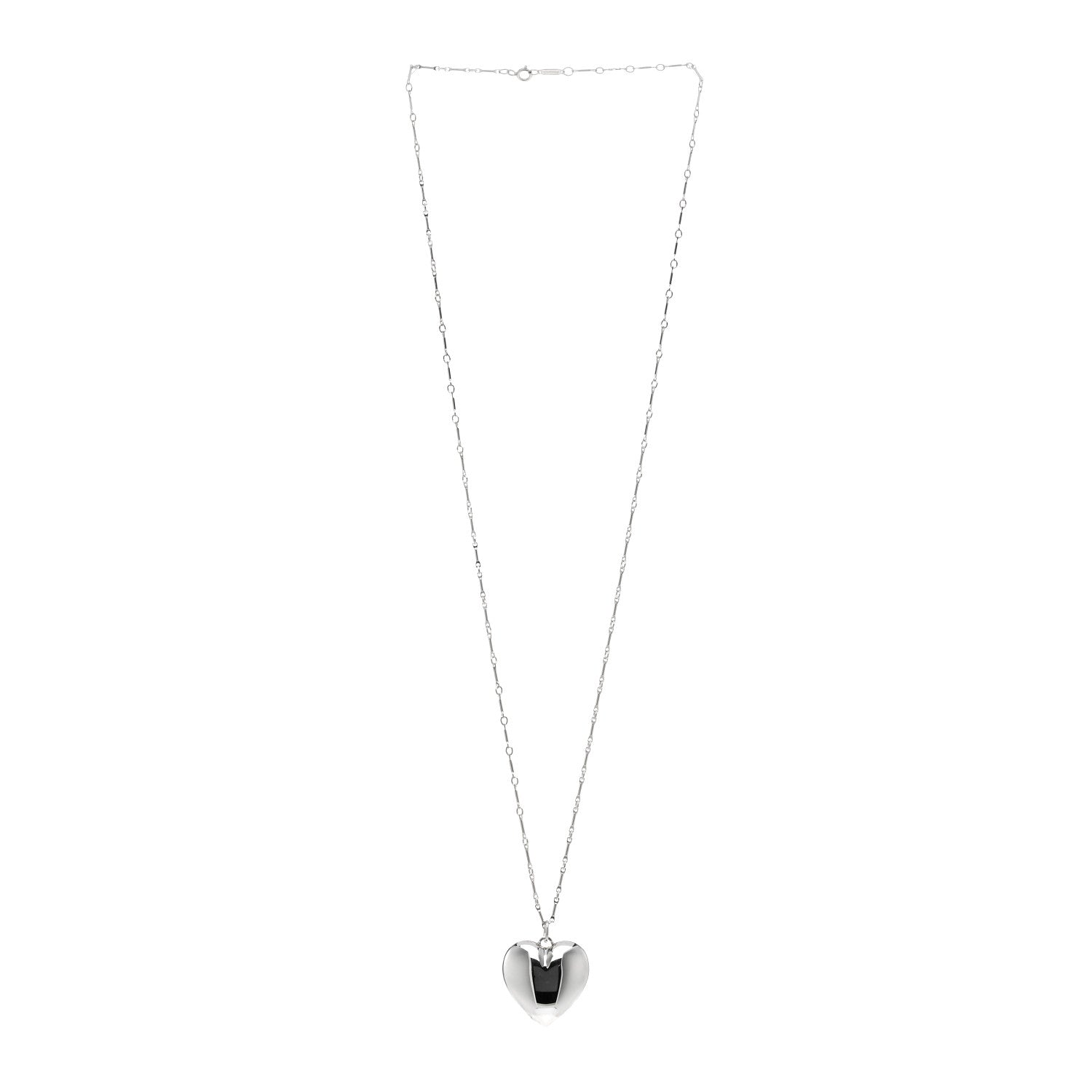 Tiffany Sterling Silver Puffed Heart Pendant Link Necklace 3 of 5