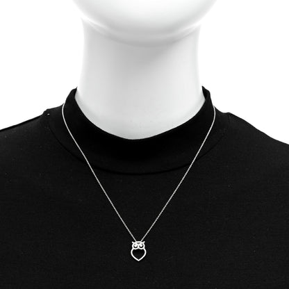 Roberto Coin 18K White Gold Diamond Tiny Treasures Outline Owl Pendant Necklace 3 of 4