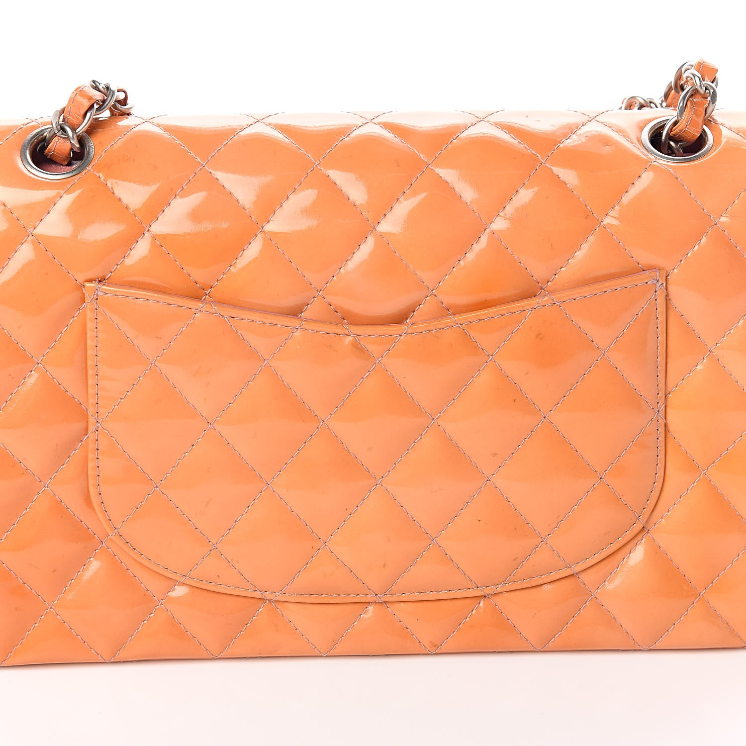 Chanel Patent Quilted Medium Double Flap Orange 12 of 16