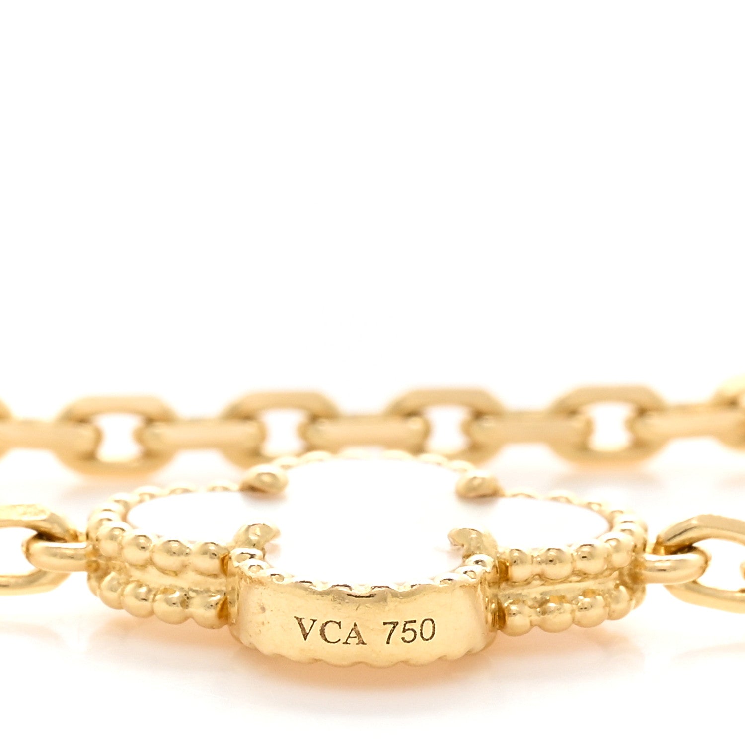 Van Cleef & Arpels 18K Yellow Gold Mother of Pearl 10 Motifs Vintage Alhambra Necklace 4 of 5